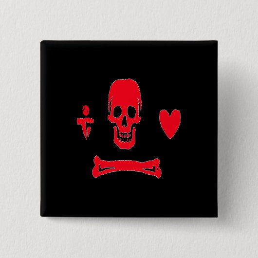 Stede Bonnet-Red Vierkante Button 5,1 Cm (Voorkant)