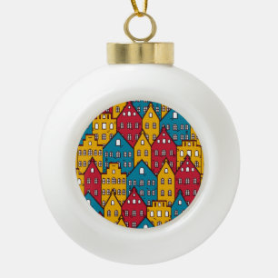 Stedelijk abstract: stadspatroon keramische bal ornament