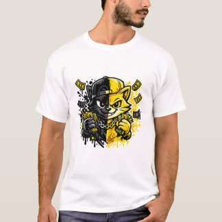 Stedelijk Graffiti Kat Ontwerp T-shirt