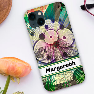Stedelijk groen abstract ontwerp gepersonaliseerd iPhone 13 hoesje
