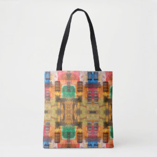 Stedelijk ijzerwerk, geverfde muur, bakstenen muur tote bag