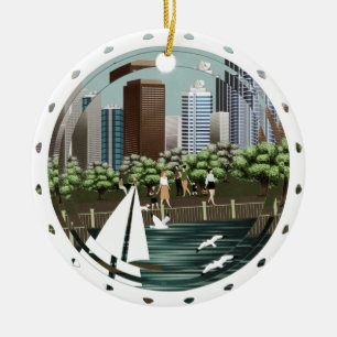 Stedelijk landschap keramisch ornament