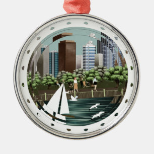 Stedelijk landschap metalen ornament