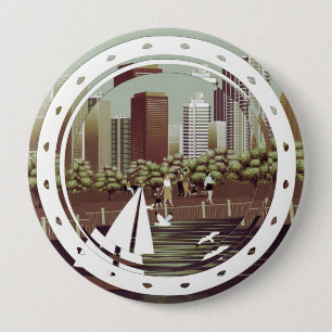 Stedelijk landschap ronde button 4,0 cm