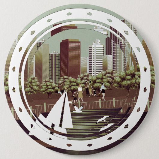 Stedelijk landschap ronde button 6,0 cm (Voorkant)
