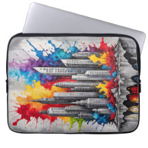 Stedelijk landschap, wolkenkrabber stadslijn inktp