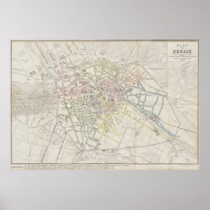 Stedelijk Layoutplan van Berlijn uit 1847, Duitse Poster