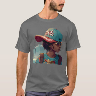 Stedelijk meisje met zonnebril vintage t-shirt