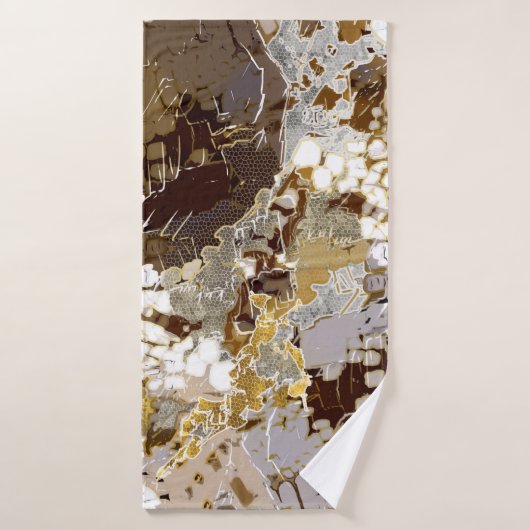 Stedelijk, modern, abstract patroon, wit, bruin go badhanddoek (Badhanddoek)