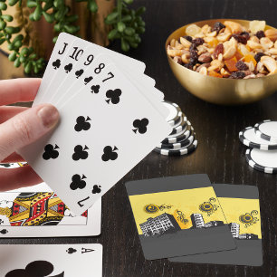 Stedelijk stadslandschap Geel en Grijs Retro Abstr Pokerkaarten