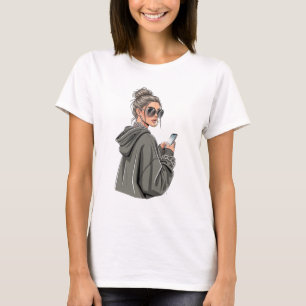 Stedelijk Streetwear Meisje in Oversized Hoodie en T-shirt