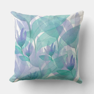 Stedelijke Blauwe Groene Aquarel Wonder Bloemen Buitenkussen
