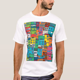 Stedelijke Braziliaanse favela: kleurrijke achterg T-shirt