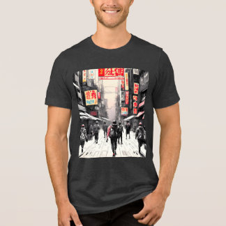 Stedelijke Cyberpunk Sfeer - Japanse Straatkunst  Tri-Blend Shirt