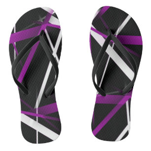 Stedelijke Geometrie Zwart Wit Paars Teenslippers