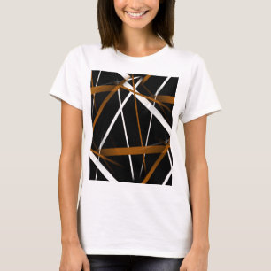 Stedelijke Geometrie Zwart Wit Sienna-Bruin T-shirt
