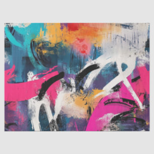 Stedelijke Graffiti Collage met Felle Kleuren Ver Tissuepapier