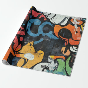 Stedelijke Graffiti Collage met Krachtige Kleuren  Cadeaupapier