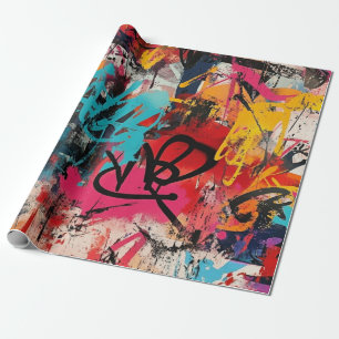 Stedelijke Graffiti Collage met Krachtige Kleuren  Cadeaupapier