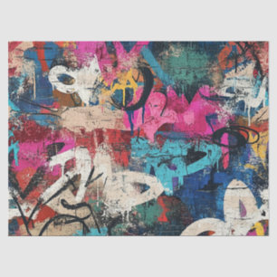 Stedelijke Graffiti Collage met Krachtige Kleuren Tissuepapier