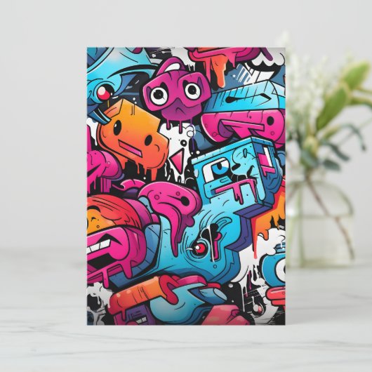 Stedelijke Graffiti Straatkunst Spetters Feestdagenkaart (Staand voorkant)