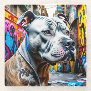 Stedelijke Graffiti Straatkunst Stad Pitbull Liefh Glazen Onderzetter