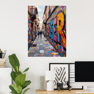 stedelijke graffitisteeg poster