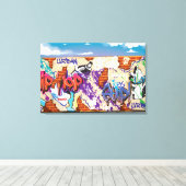Stedelijke heuphop Graffiti-muur. Canvas Afdruk (Insitu (Houten vloer))