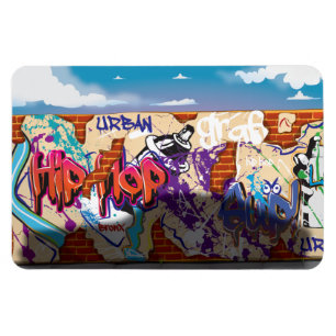 Stedelijke heuphop Graffiti-muur. Magneet