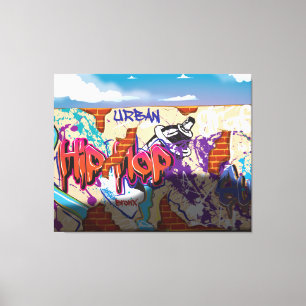 Stedelijke Hip Hop Graffiti Muur. Canvas Afdruk