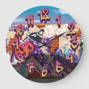 Stedelijke Hip Hop Graffiti Muur. Grote Klok