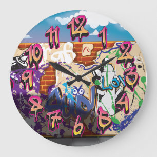 Stedelijke Hip Hop Graffiti Muur. Grote Klok