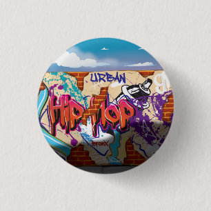 Stedelijke Hip Hop Graffiti Muur. Ronde Button 3,2 Cm