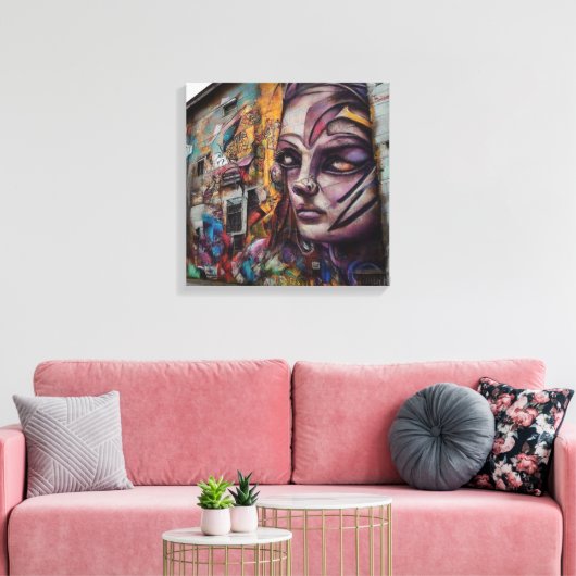 Stedelijke kunst op verlaten gebouw canvas afdruk (Insitu (Woonkamer))