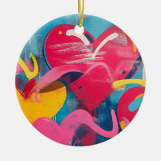Stedelijke Liefde: Graffiti Harten Keramisch Ornament