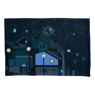 Stedelijke nachten lichten moody blue-green kussensloop