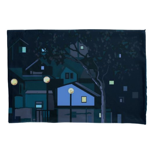Stedelijke nachten lichten moody blue-green kussensloop (Voorkant)