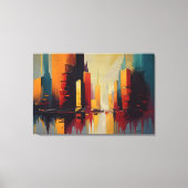 Stedelijke Polsslag – Abstracte Stad in Verticale Canvas Afdruk (Voorkant)