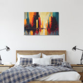 Stedelijke Polsslag – Abstracte Stad in Verticale Canvas Afdruk (Insitu (Slaapkamer))