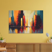 Stedelijke Polsslag – Abstracte Stad in Verticale Canvas Afdruk (Insitu (Woonkamer))