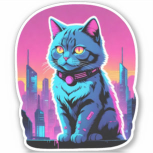 Stedelijke Silhouette Kat Sticker
