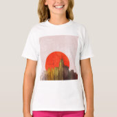 Stedelijke skyline met Red Sun Grunge Cityscape T-shirt (Voorkant)