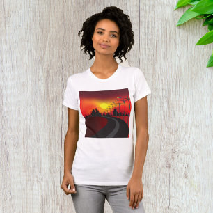 Stedelijke Zonsondergang Snelweg Silhouet T-shirt