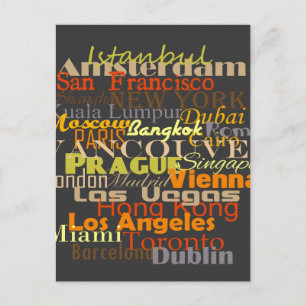 Steden over de hele wereld briefkaart