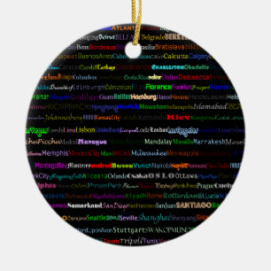 Steden van het World Text Design I Circle Ornament