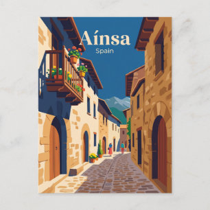 Steeg in het oude centrum van Aínsa Spanje Briefkaart