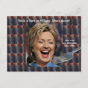 Steek een vork in Hillary. Ze is klaar! Briefkaart