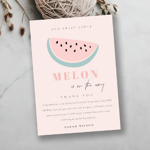 Steek ons kleine Melon Pastel Roze Baby shower Bedankkaart