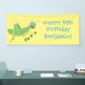 Steekgroene dolle cartoon spandoek (Beurs)