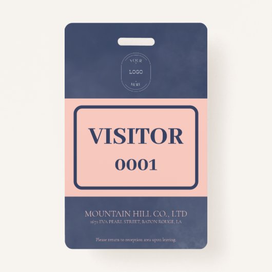 Steekproef Dry Navy Blue Barcode Visitor Kaart Badge (Voorkant)